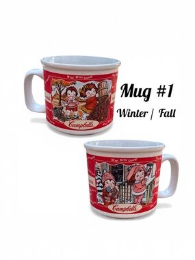 Vintage Campbell’s Kids Soup Mug Set 2 Houston Harvest 1998 Four Seasons